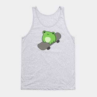 Cute Fat Frog on Skateboard, Kawaii Cottagecore Aesthetic for Skateboarding Fans, Funny Chubby Skater Froge Tank Top